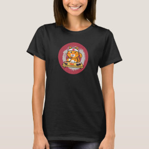 Cute Cat Eating Sushi Character With Chopsticks T-Shirt