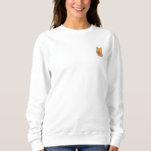 Cute Cat Eating Watermelon – Minimal Chest Print Sweatshirt