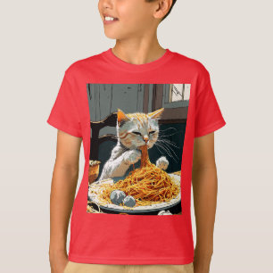 CUTE CAT EATTING SPAGHETTI T-Shirt