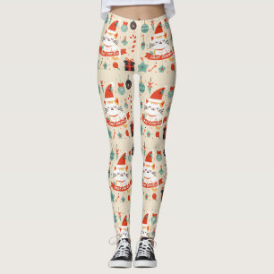 Cute Cat Enjoy Christmas season  Leggings