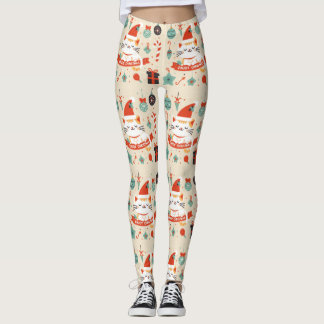 Cute Cat Enjoy Christmas season Leggings