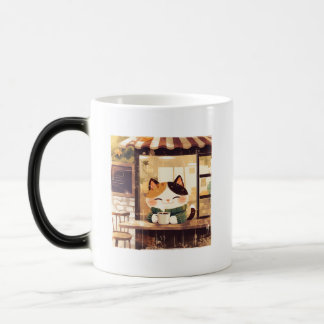 Cute Cat Enjoying Coffee at Cozy Cafe Magic Mug