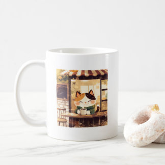 Cute Cat Enjoying Coffee at Cozy Cafe Mug