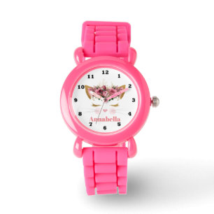 Cute cat face add name Watch