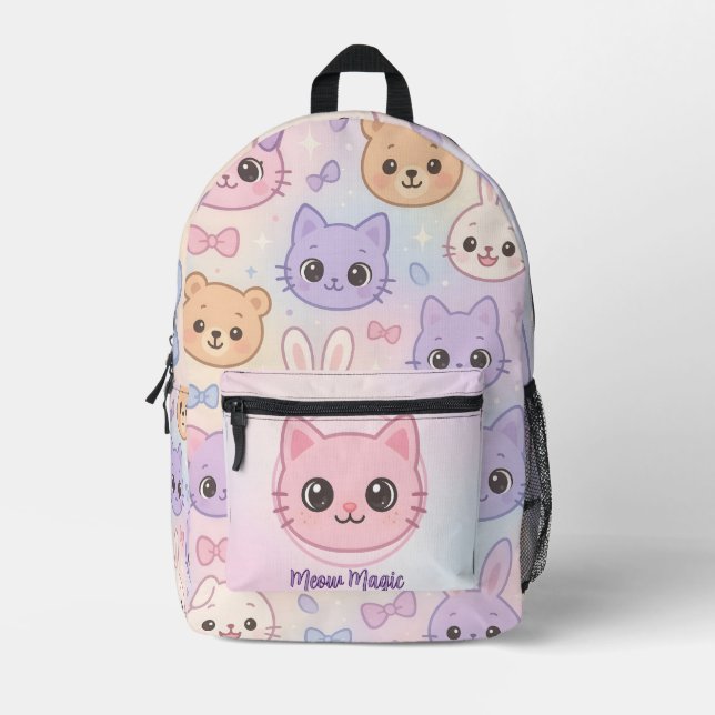 Cute Cat Face Backpack with Customizable MeowMagic (Front)