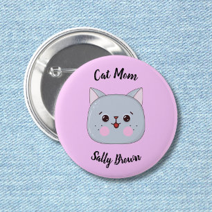 Cute Cat Face Cat Mom  2 Inch Round Button