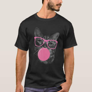 Cute Cat Face Eating Gum And Makes A Bubble Funny T-Shirt