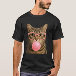Cute Cat Face Eating Gum and Makes A Bubble Kitten T-Shirt