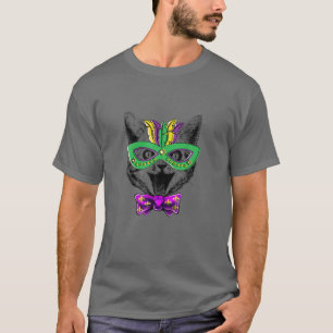 Cute Cat Face Funny Character Mardi Gras Carnival T-Shirt