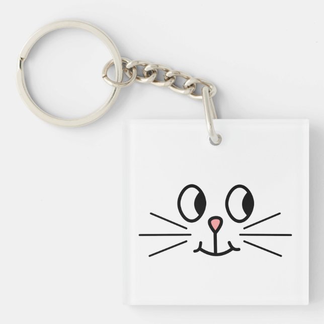 Cute Cat Face. Keychain (Front)