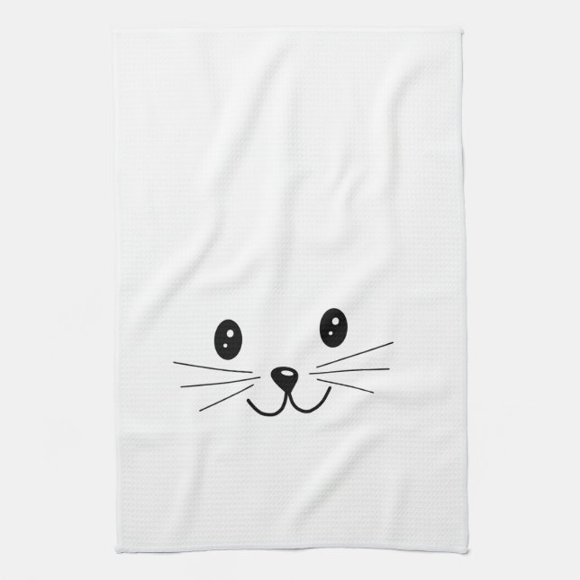Cute Cat Face. Kitchen Towel (Vertical)