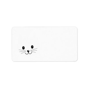 Cute Cat Face. Label
