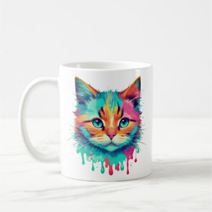 Cute Cat Face Multicolored Design Coffee Mug