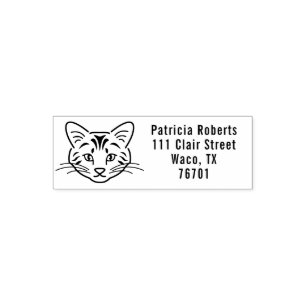 Cute Cat Face Personalized Return Address Self-inking Stamp