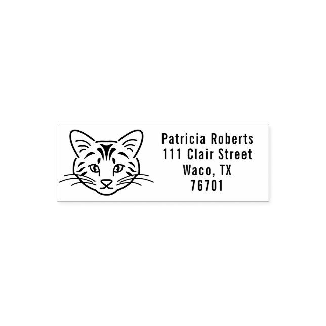Cute Cat Face Personalized Return Address Self-inking Stamp (Design)