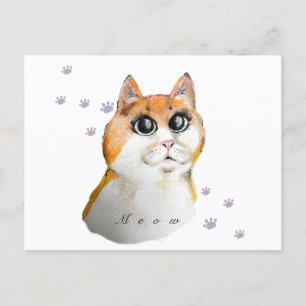 Cute Cat Face. Red cat. Coffee Mug Postcard