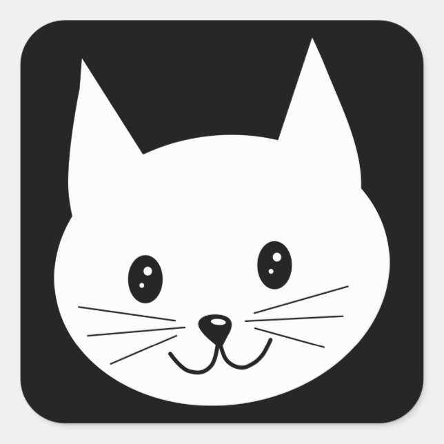 Cute Cat Face. Square Sticker (Front)