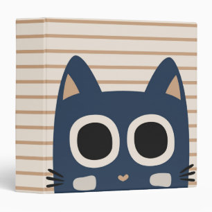Cute Cat Face Stripes Illustration Kid Children Binder