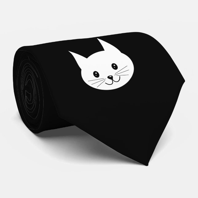 Cute Cat Face. Tie (Rolled)