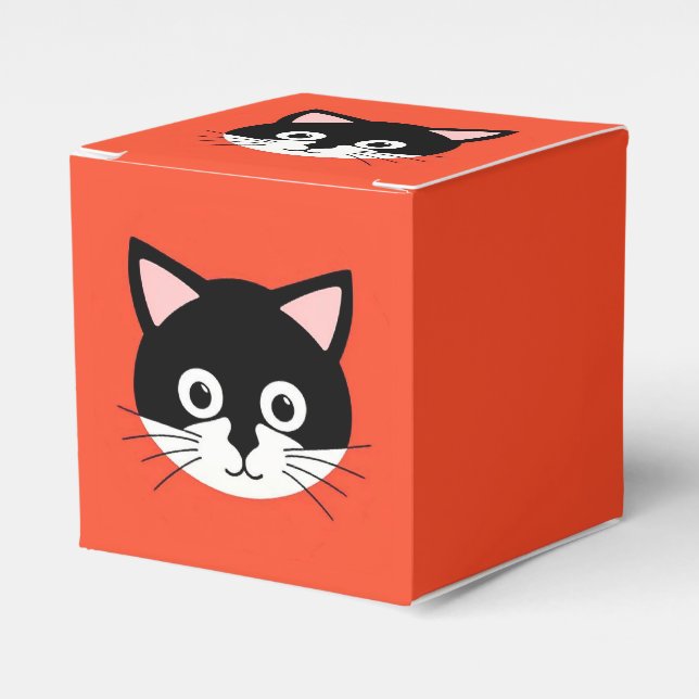 Cute Cat Face Vibrant Illustration Favor Box (Front Side)