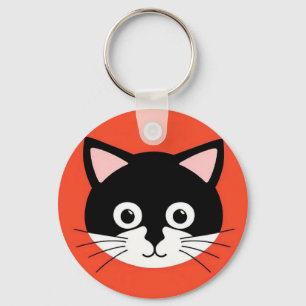 Cute Cat Face Vibrant Illustration Keychain