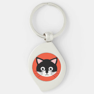 Cute Cat Face Vibrant Illustration Keychain