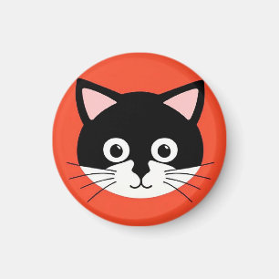 Cute Cat Face Vibrant Illustration Magnet