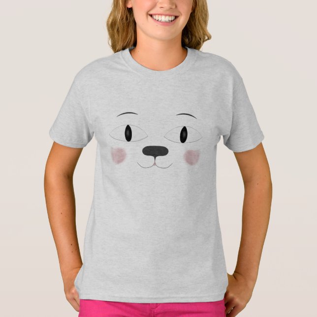 cute cat face with moustache T-Shirt (Front)