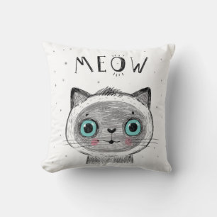 Cute Cat Face - You are magical MEOW Throw Pillow