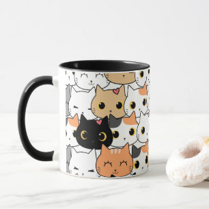 Cute Cat Faces – Kawaii Pattern Mug