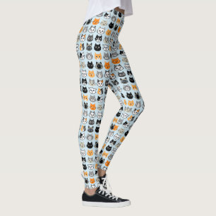 Cute Cat Faces Pattern   Cool Cat Lover's Leggings