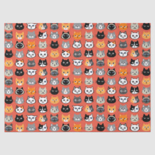 Cute Cat Faces Pattern   Cool Pet Kitty Cats Tissue Paper