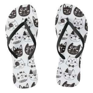 Cute Cat Faces Pattern Flip Flops