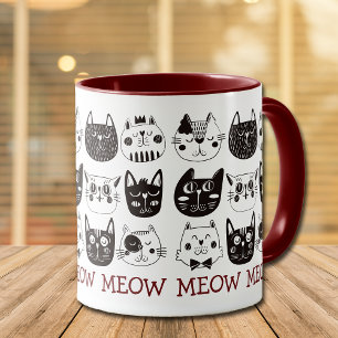 Cute Cat Faces Pattern Mug