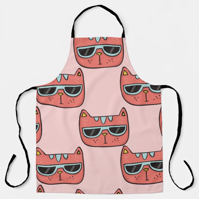 Cute cat faces, seamless pattern. apron (Front)