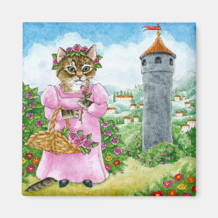 Cute Cat Fairy Tale Castle Aimant Rose