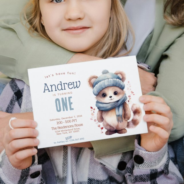 Cute Cat Fall Winter Custom Birthday Party Invitation (Creator Uploaded)