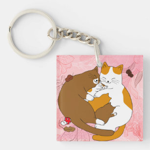 Cute Cat Famille Porte - clé