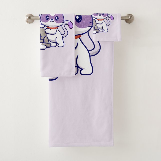 Cute Cat Family Bath Towel Set (Insitu)