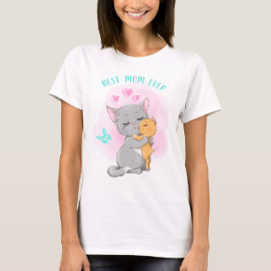Cute cat family cat mom tshirt, Best mom ever gift T-Shirt