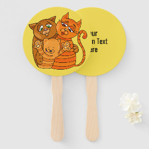 Cute Cat Family custom text & colour hand fan set