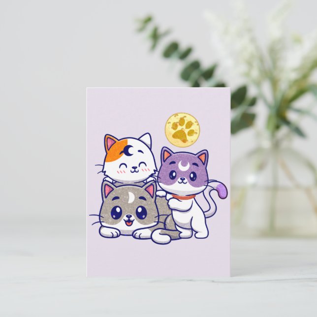 Cute Cat Family Postcard (Standing Front)