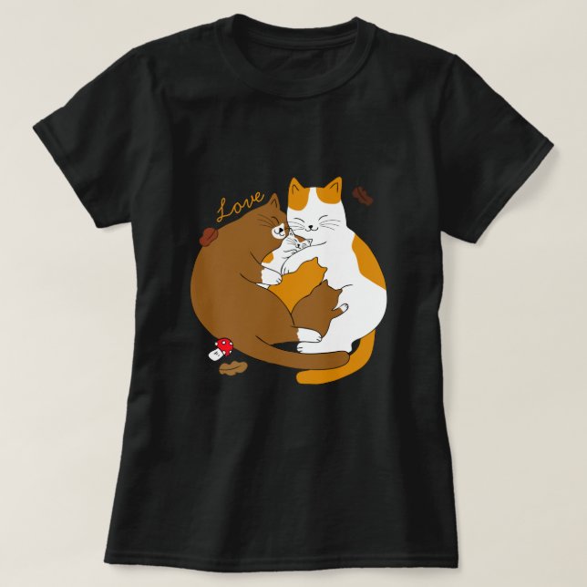Cute Cat Family T-Shirt (Design Front)