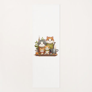 Cute cat family yoga mat