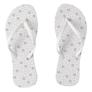 Cute Cat & Fish Bones Flip Flops