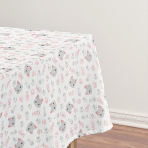 Cute Cat & Fish Bones Tablecloth
