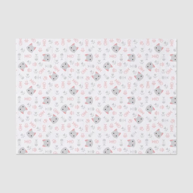 Cute Cat & Fish Bones Tissue Paper (Front)