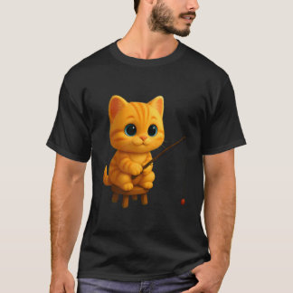 Cute Cat Fishing, Adorable Animated Leo The Cat T-Shirt