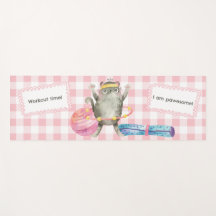 Cute Cat Fitness Motivation Pink Gingham