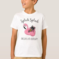 Cute Cat Flamingo Kids Pool Party Birthday